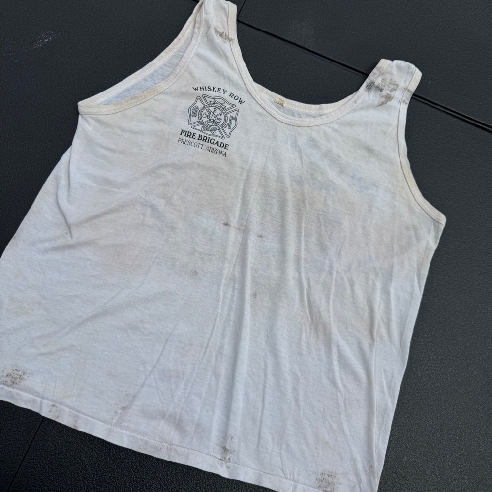 Screen Stars Tank Top Mens XL White Fair Vintage Whiskey Row Fire Brigade 4213